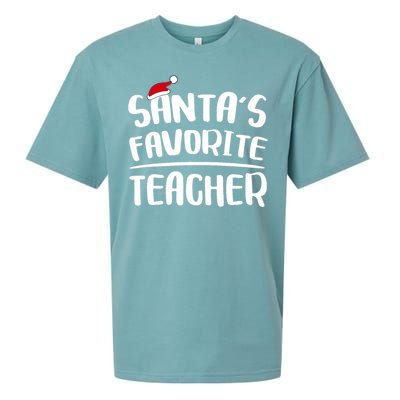 Santas Favorite Teacher Teacher Christmas Sueded Cloud Jersey T-Shirt