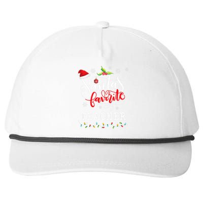 SantaS Favorite Teacher Xmas Light Santa Hat Christmas Gift Snapback Five-Panel Rope Hat