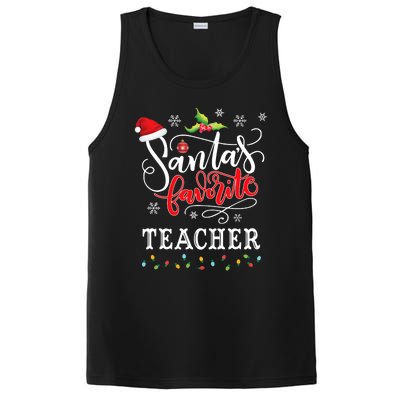 SantaS Favorite Teacher Xmas Light Santa Hat Christmas Gift PosiCharge Competitor Tank