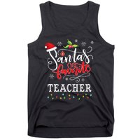 SantaS Favorite Teacher Xmas Light Santa Hat Christmas Gift Tank Top