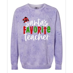 SantaS Favorite Teacher Christmas Teacher Gift Colorblast Crewneck Sweatshirt