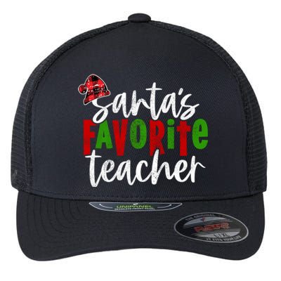 SantaS Favorite Teacher Christmas Teacher Gift Flexfit Unipanel Trucker Cap