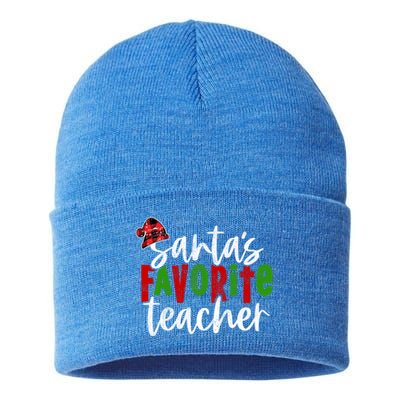 SantaS Favorite Teacher Christmas Teacher Gift Sustainable Knit Beanie