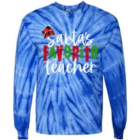 SantaS Favorite Teacher Christmas Teacher Gift Tie-Dye Long Sleeve Shirt