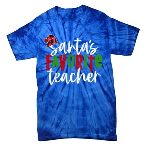 SantaS Favorite Teacher Christmas Teacher Gift Tie-Dye T-Shirt