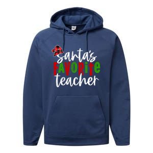 SantaS Favorite Teacher Christmas Teacher Gift Performance Fleece Hoodie