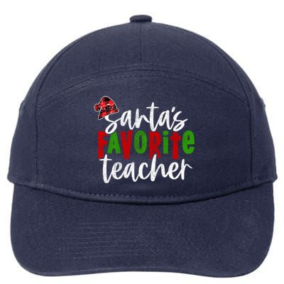 SantaS Favorite Teacher Christmas Teacher Gift 7-Panel Snapback Hat