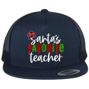 SantaS Favorite Teacher Christmas Teacher Gift Flat Bill Trucker Hat