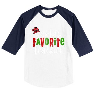 SantaS Favorite Teacher Christmas Teacher Gift Baseball Sleeve Shirt