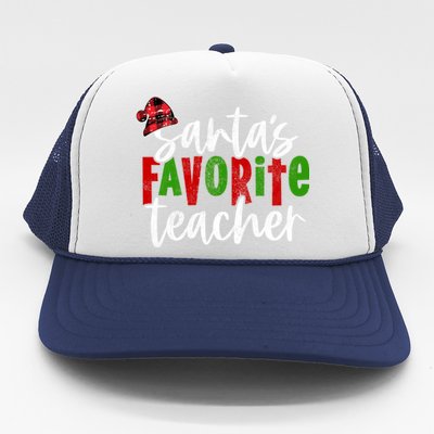 SantaS Favorite Teacher Christmas Teacher Gift Trucker Hat