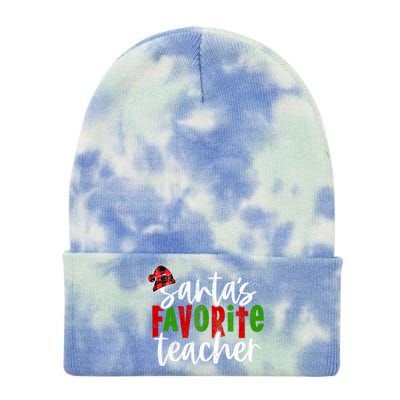 SantaS Favorite Teacher Christmas Teacher Gift Tie Dye 12in Knit Beanie