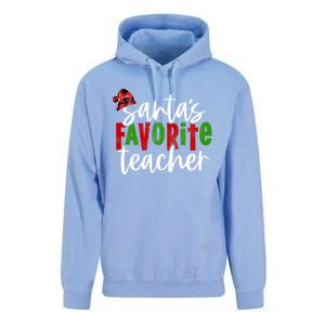 SantaS Favorite Teacher Christmas Teacher Gift Unisex Surf Hoodie