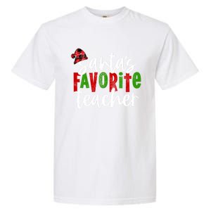 SantaS Favorite Teacher Christmas Teacher Gift Garment-Dyed Heavyweight T-Shirt