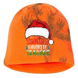 SantaS Favorite Teacher Funny Christmas Teacher Gift Kati - Camo Knit Beanie