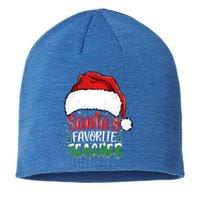 SantaS Favorite Teacher Funny Christmas Teacher Gift Sustainable Beanie