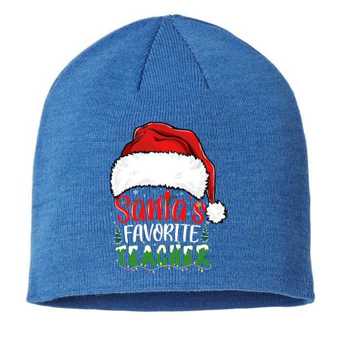 SantaS Favorite Teacher Funny Christmas Teacher Gift Sustainable Beanie