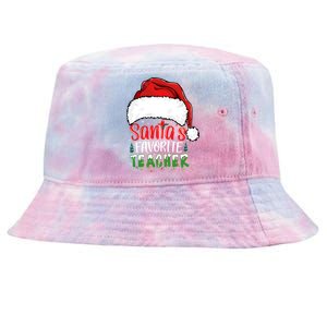 SantaS Favorite Teacher Funny Christmas Teacher Gift Tie-Dyed Bucket Hat