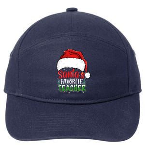 SantaS Favorite Teacher Funny Christmas Teacher Gift 7-Panel Snapback Hat