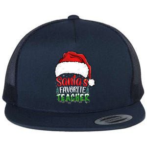 SantaS Favorite Teacher Funny Christmas Teacher Gift Flat Bill Trucker Hat