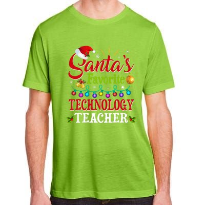 SantaS Favorite Technology Teacher Christmas Light Adult ChromaSoft Performance T-Shirt