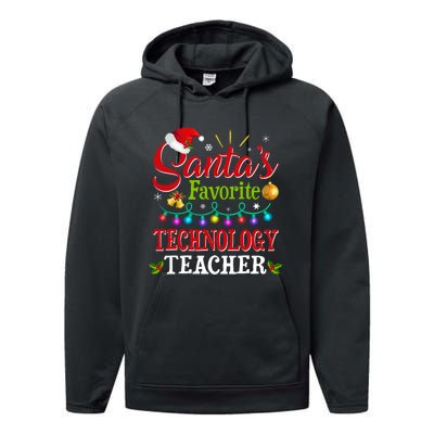 SantaS Favorite Technology Teacher Christmas Light Performance Fleece Hoodie