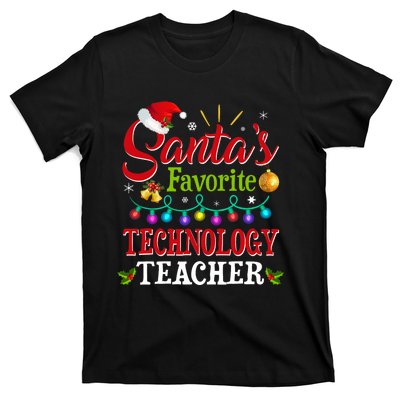 SantaS Favorite Technology Teacher Christmas Light T-Shirt