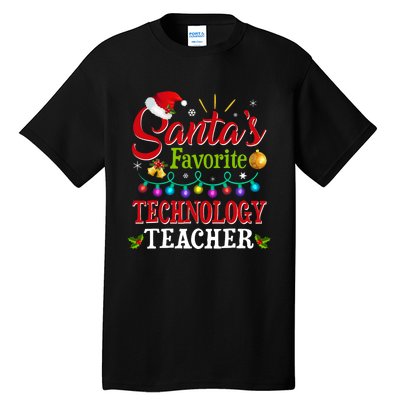 SantaS Favorite Technology Teacher Christmas Light Tall T-Shirt