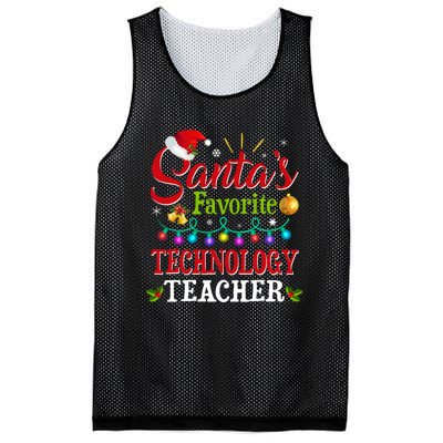 SantaS Favorite Technology Teacher Christmas Light Mesh Reversible Basketball Jersey Tank