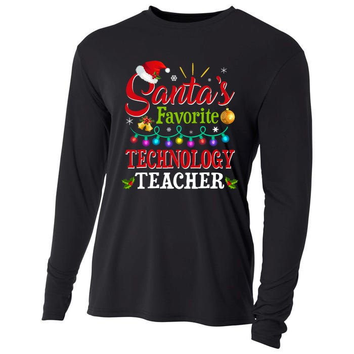 SantaS Favorite Technology Teacher Christmas Light Cooling Performance Long Sleeve Crew