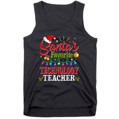 SantaS Favorite Technology Teacher Christmas Light Tank Top