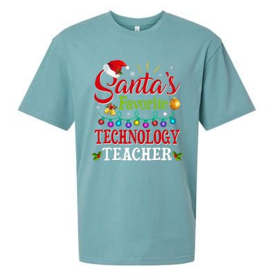 SantaS Favorite Technology Teacher Christmas Light Sueded Cloud Jersey T-Shirt