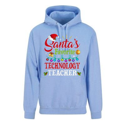 SantaS Favorite Technology Teacher Christmas Light Unisex Surf Hoodie