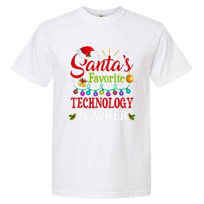 SantaS Favorite Technology Teacher Christmas Light Garment-Dyed Heavyweight T-Shirt