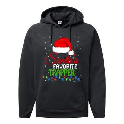 SantaS Favorite Trapper Santa Hat Lights. Funny Christmas Performance Fleece Hoodie