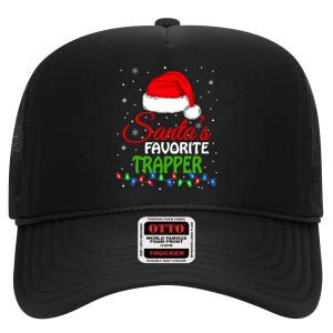 SantaS Favorite Trapper Santa Hat Lights. Funny Christmas High Crown Mesh Back Trucker Hat