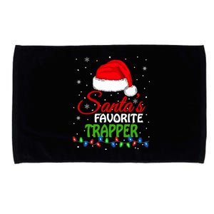 SantaS Favorite Trapper Santa Hat Lights. Funny Christmas Microfiber Hand Towel