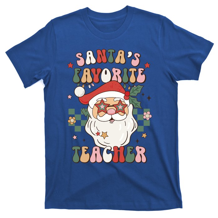 SantaS Favorite Teacher Groovy Retro Christmas 70s 80s Xmas Gift T-Shirt