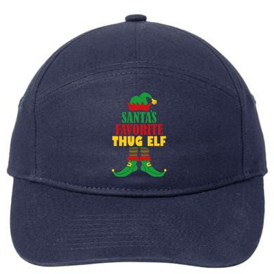 SantaS Favorite Thug Elf Christmas Matching Holiday Gift 7-Panel Snapback Hat