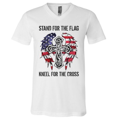 Stand For The Flag Kneel For The Cross V-Neck T-Shirt