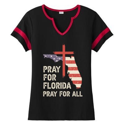 Safe From The Hurricane Milton Pray For Florida Pray For All Ladies Halftime Notch Neck Tee