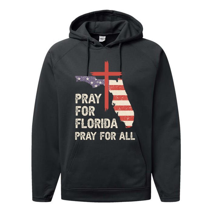 Safe From The Hurricane Milton Pray For Florida Pray For All Performance Fleece Hoodie