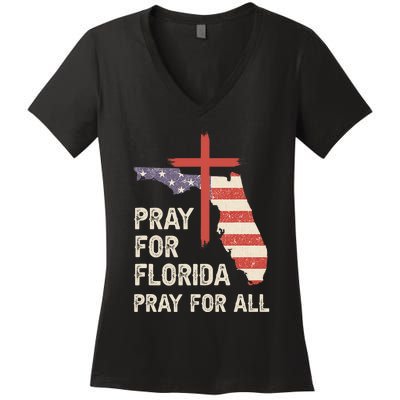 Safe From The Hurricane Milton Pray For Florida Pray For All Women's V-Neck T-Shirt