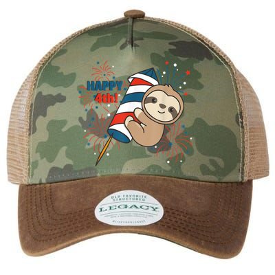 Sloth For The Fourth Of July Fireworks Kids Legacy Tie Dye Trucker Hat