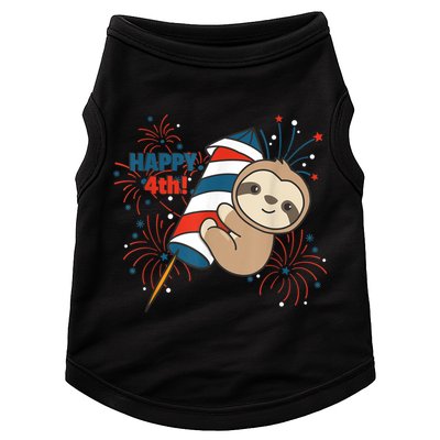 Sloth For The Fourth Of July Fireworks Kids Doggie Tank
