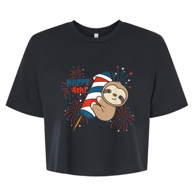 Sloth For The Fourth Of July Fireworks Kids Bella+Canvas Jersey Crop Tee