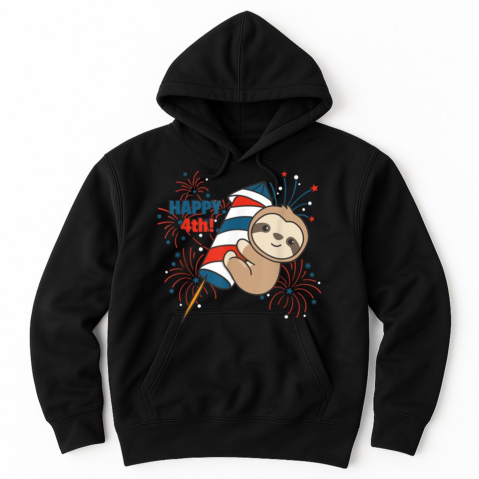 Sloth For The Fourth Of July Fireworks Kids Hoodie