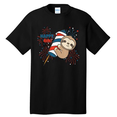 Sloth For The Fourth Of July Fireworks Kids Tall T-Shirt