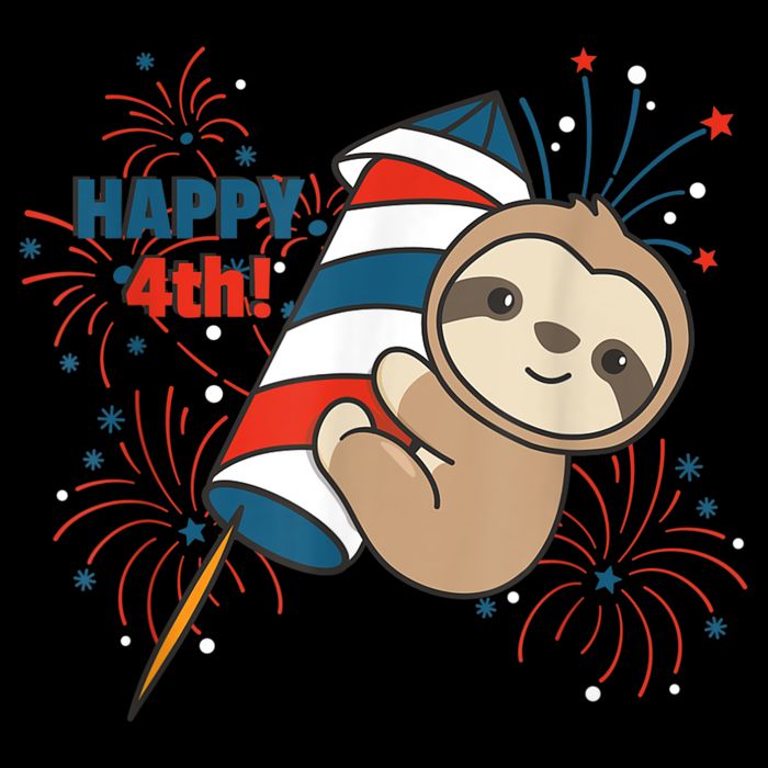 Sloth For The Fourth Of July Fireworks Kids Button