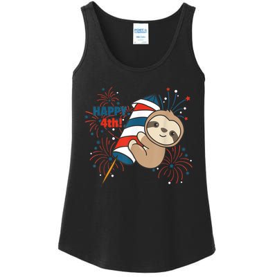 Sloth For The Fourth Of July Fireworks Kids Ladies Essential Tank