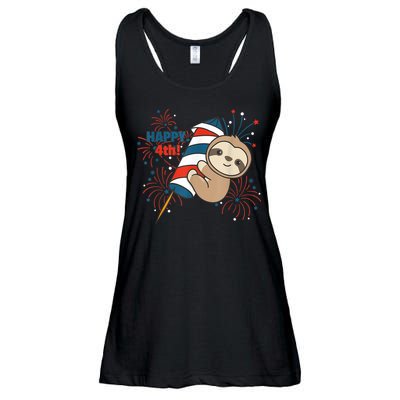 Sloth For The Fourth Of July Fireworks Kids Ladies Essential Flowy Tank